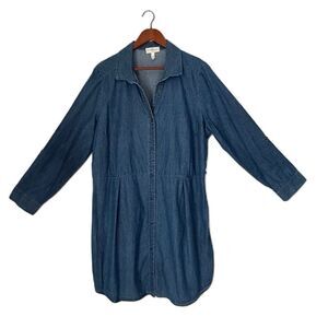 Derek Heart Plus Dress Women 2X Blue Medium Wash Denim Chambray Cotton Comfy